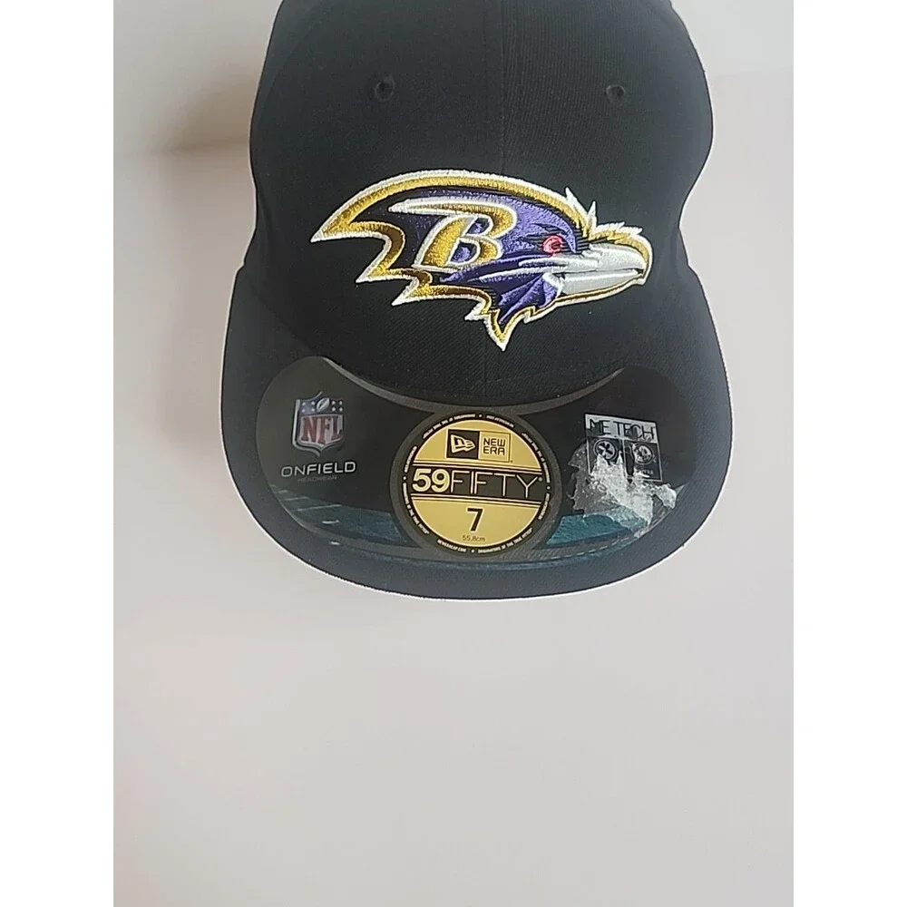 Baltimore Ravens New Era 59Fifty Hat Cap Size 7 Black NFL Embroidered